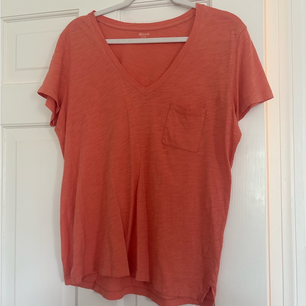 Madewell Women's Orange V-Neck Top